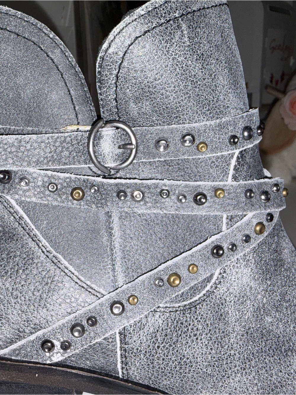 Lucky Brand Silver Studded Women's Ankle Boot